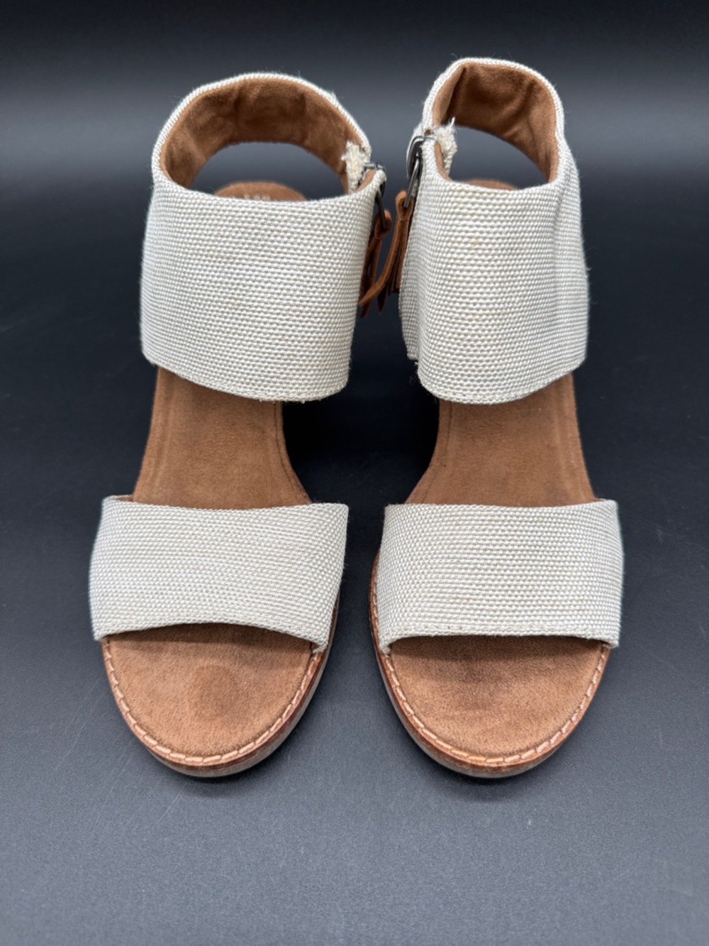 Toms Cream Textile Ankle Strap Sandals